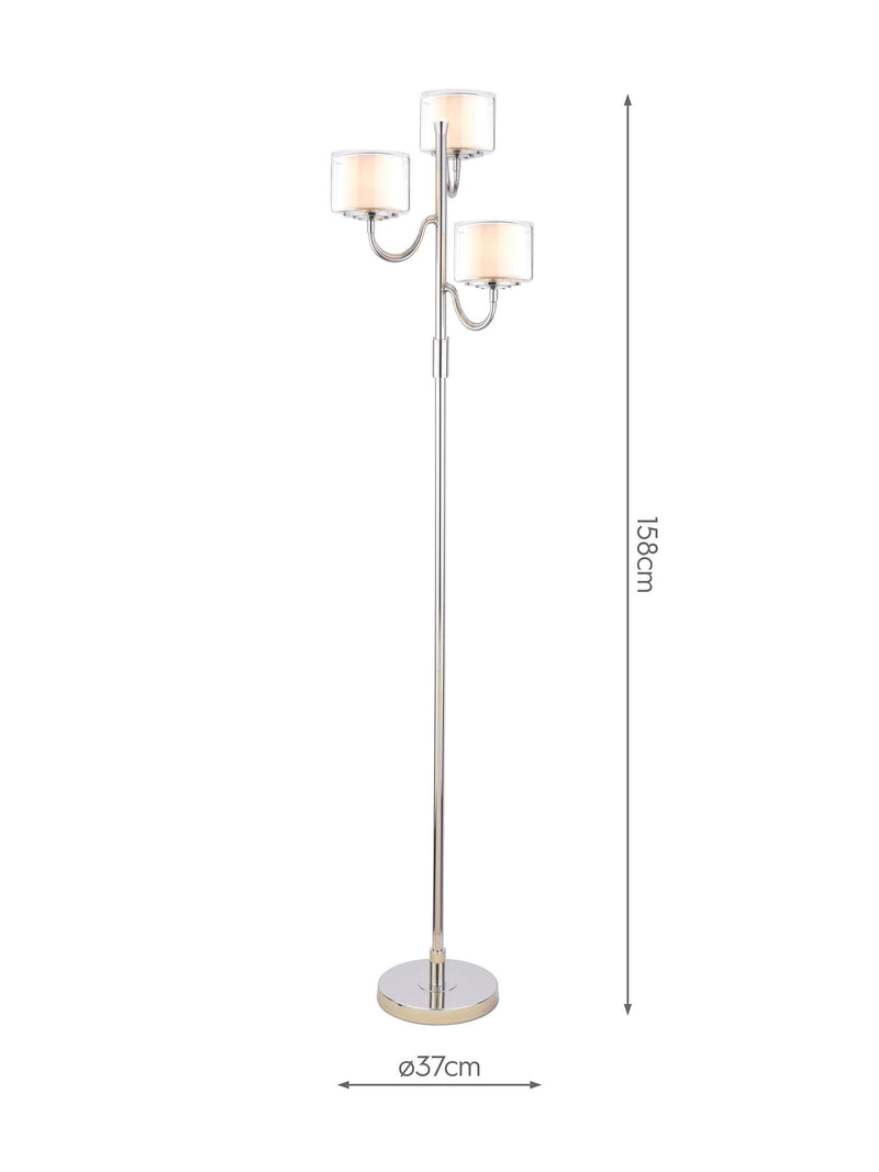 Laura Ashley Southwell three-arm floor lamp in satin nickel - British product