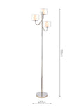 Laura Ashley Southwell three-arm floor lamp in satin nickel - British product