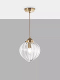 Laura Ashley Whitham fluted glass pendant light, antique brass - British product
