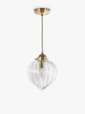 Laura Ashley Whitham fluted glass pendant light, antique brass - British product