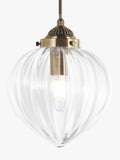 Laura Ashley Whitham fluted glass pendant light, antique brass - British product