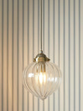 Laura Ashley Whitham fluted glass pendant light, antique brass - British product