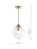 Laura Ashley Whitham fluted glass pendant light, antique brass - British product