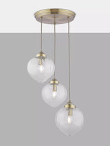 John Lewis Laura Ashley Whitham 3 Light Cluster Fluted Glass Ceiling Pendant Light, Antique Brass- Buy online at McGrocer