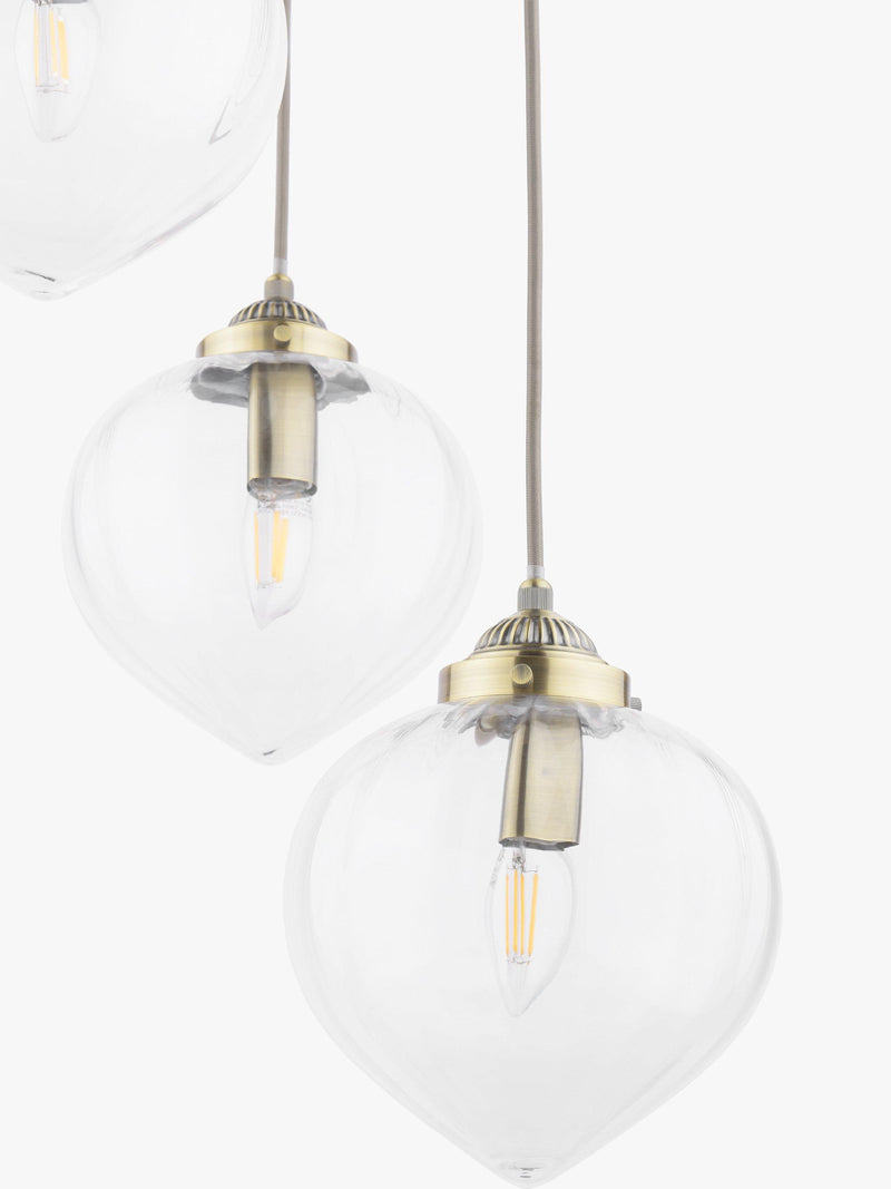 Laura Ashley Whitham 3-light cluster pendant light fluted glass, UK version