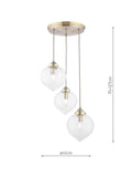 Laura Ashley Whitham 3-light cluster pendant light fluted glass, UK version