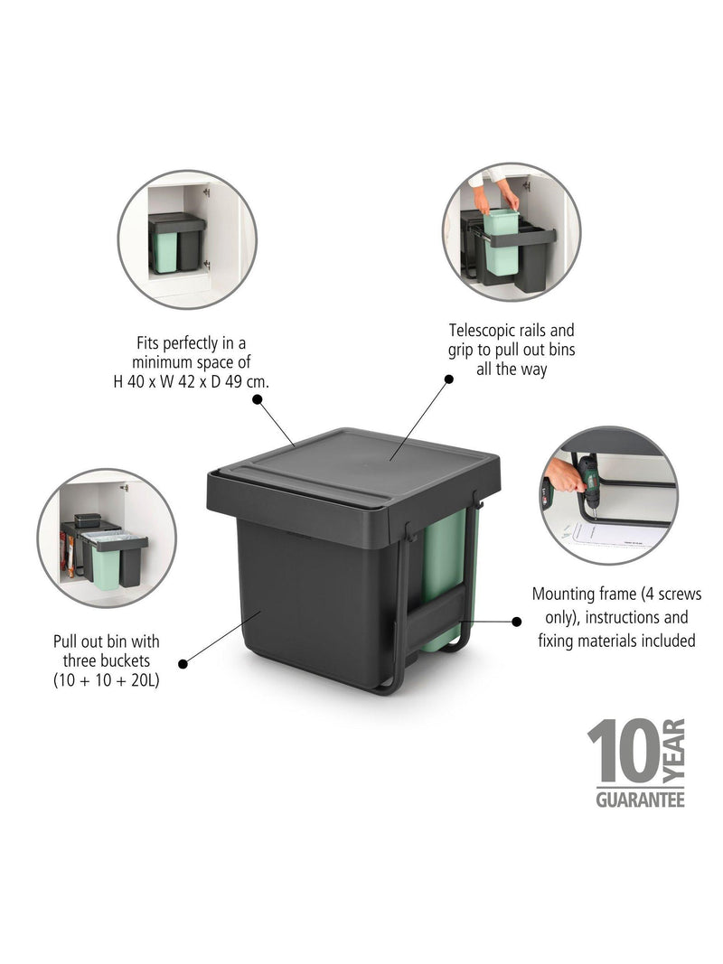 Brabantia Sort & Go Built-in Bin 10+10+20L - British product
