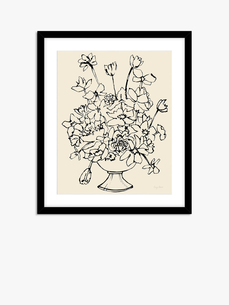 John Lewis 'Flowers in a Vase' framed print, black frame, 63.5x53.5cm, UK version