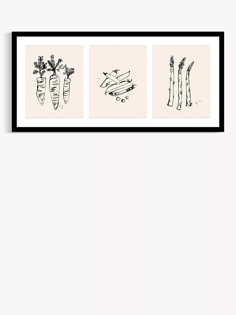 John Lewis Garden Trio Black framed print 48.5 x 103.5cm, UK version
