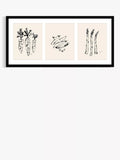 John Lewis Garden Trio Black framed print 48.5 x 103.5cm, UK version