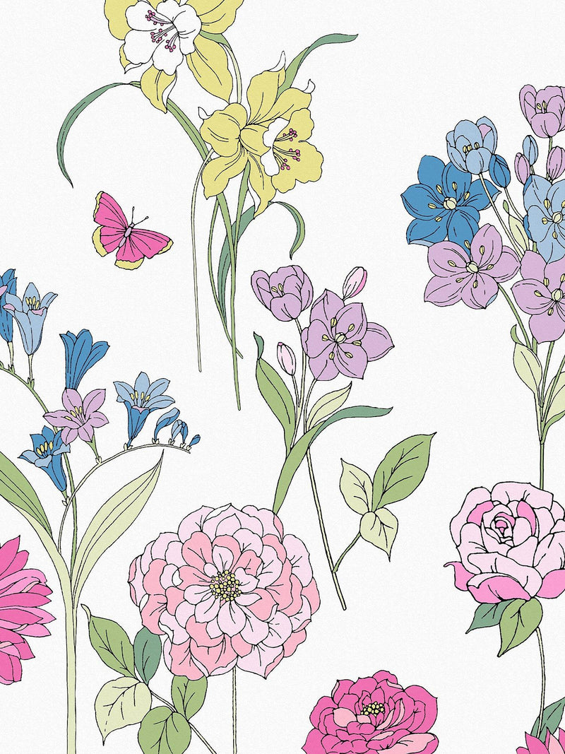 Floral Wallpaper Mural Roll 17m x 50cm with Butterflies