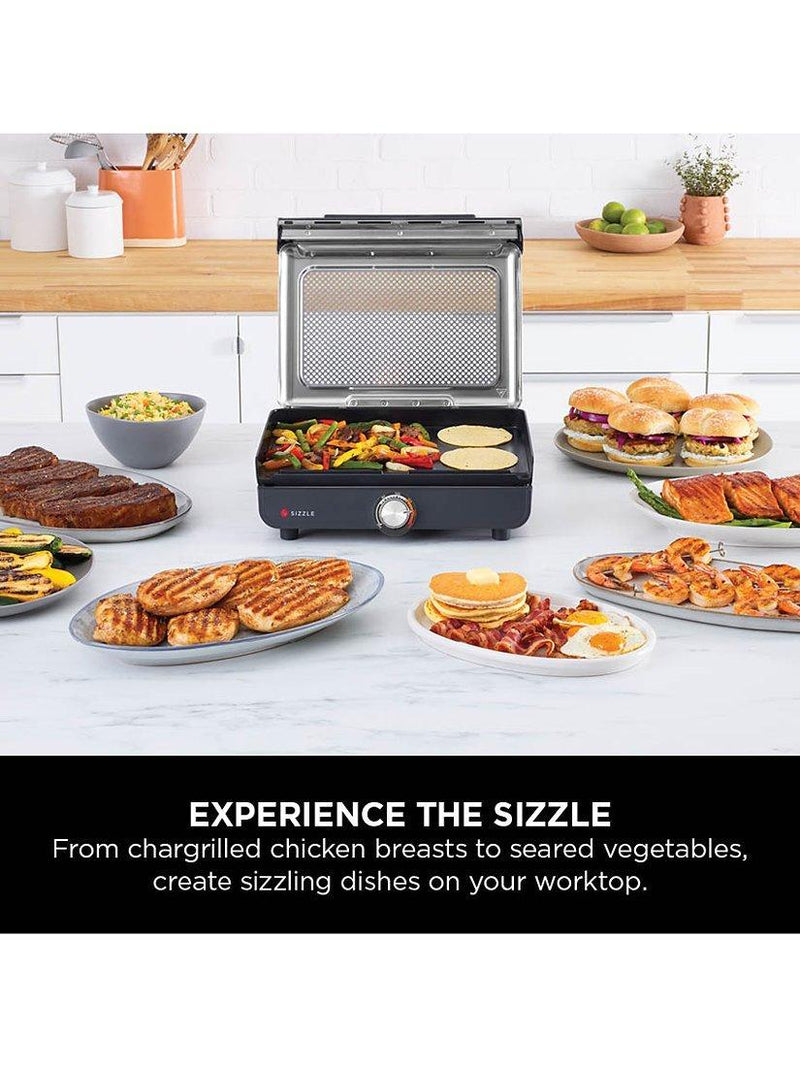 Ninja Sizzle low smoke indoor grill with flat plate, imported from the UK