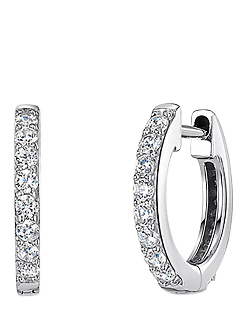 Jools by Jenny Brown cubic zirconia huggie hoop earrings 1.5cm, UK version