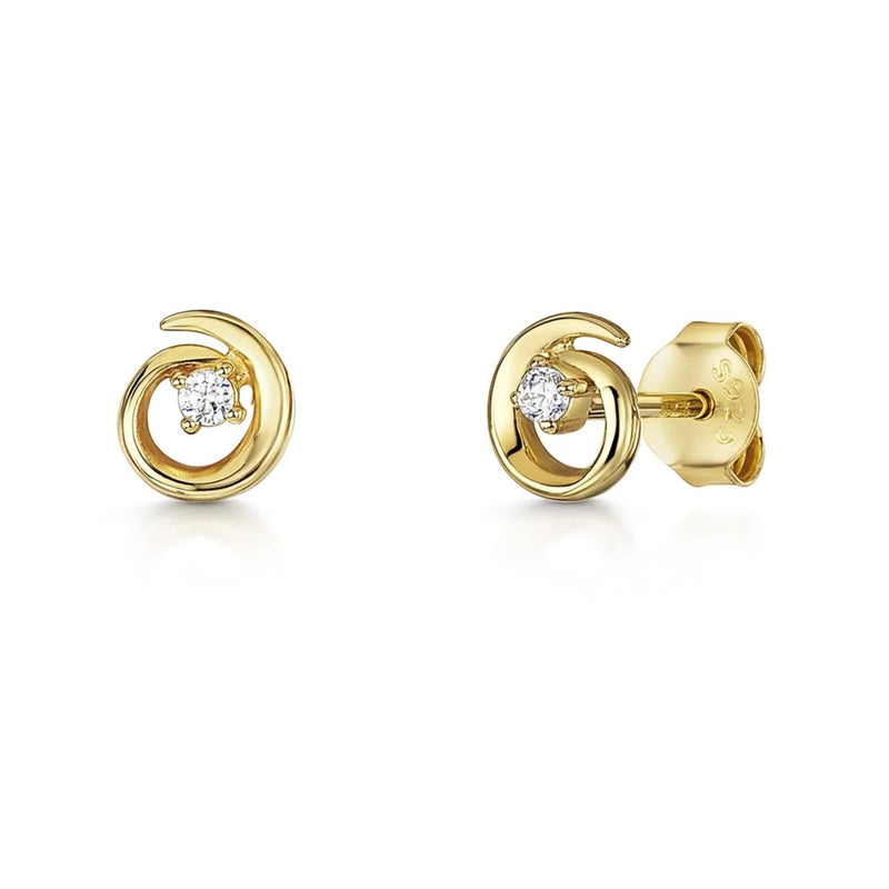 Jools by Jenny Brown CZ twirl stud earrings 7mm - British product