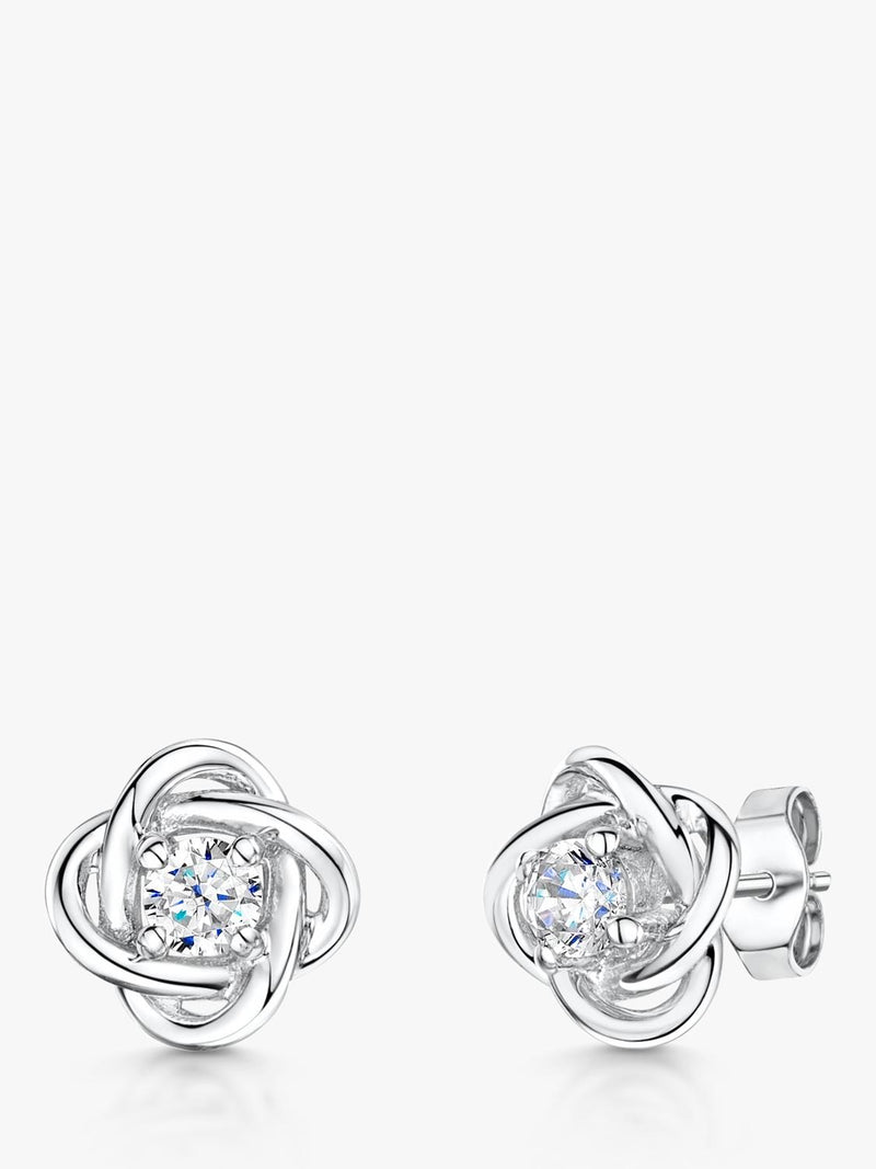 Jools cubic zirconia woven knot stud earrings 1cm (British brand)