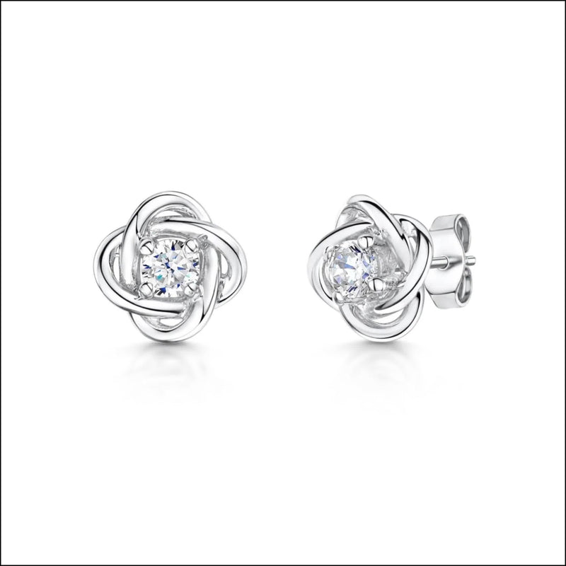 Jools cubic zirconia woven knot stud earrings 1cm (British brand)