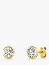 John Lewis Jools by Jenny Brown 6mm Cubic Zirconia Rubover Stud Earrings Gold- Buy online at McGrocer