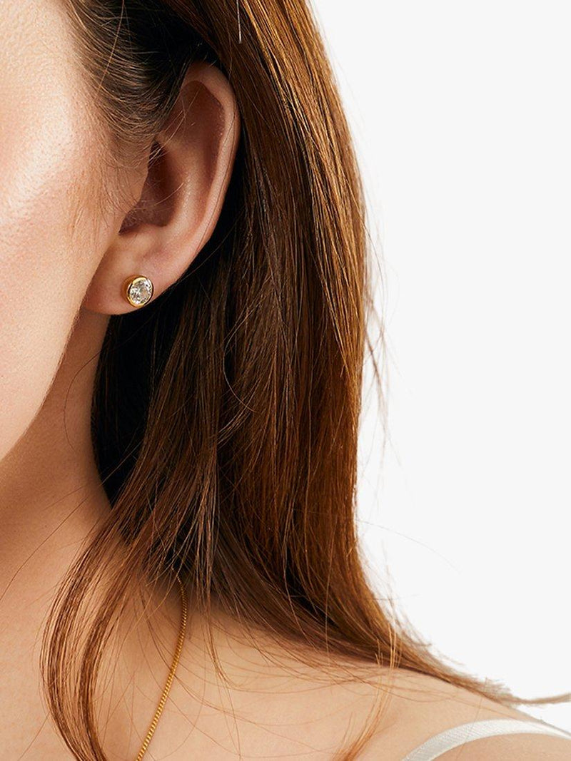 Jools by Jenny Brown cubic zirconia stud earrings 6mm, imported from the UK