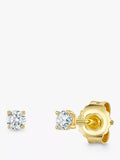 Jools by Jenny Brown Round Cubic Zirconia Stud Earrings, Gold, Diameter: 0.3cm