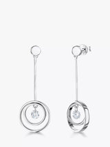 John Lewis Jools by Jenny Brown Open Circle Cubic Zirconia Drop Earrings Silver 4cm- Buy online at McGrocer