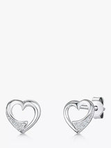John Lewis Jools by Jenny Brown Cubic Zirconia Open Heart Stud Earrings, Silver- Buy online at McGrocer