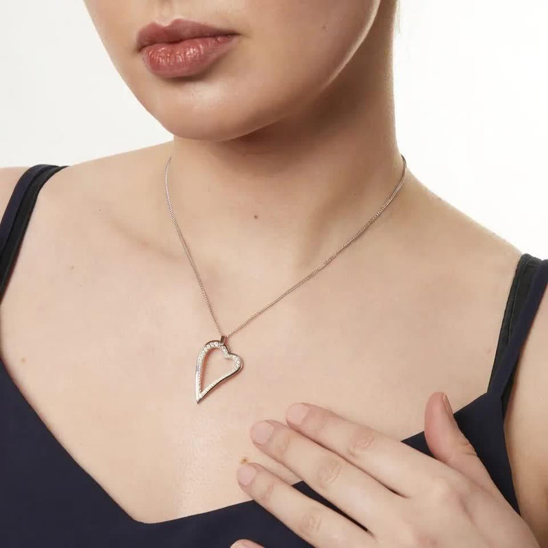 Jools by Jenny Brown silver cubic zirconia heart pendant necklace, UK version