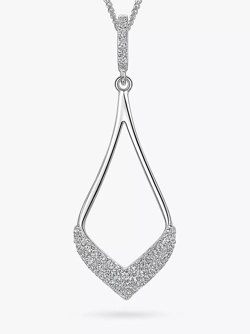 Jools by Jenny Brown teardrop cubic zirconia pendant necklace silver (British brand)