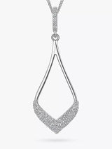 John Lewis Jools by Jenny Brown Open Teardrop Cubic Zirconia Pendant Necklace, Silver, 16-18 Inch- Buy online at McGrocer