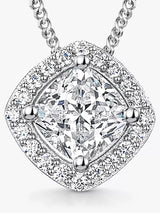 John Lewis Jools by Jenny Brown Small Cushion Cut Cubic Zirconia Halo Pendant Necklace, Silver- Buy online at McGrocer
