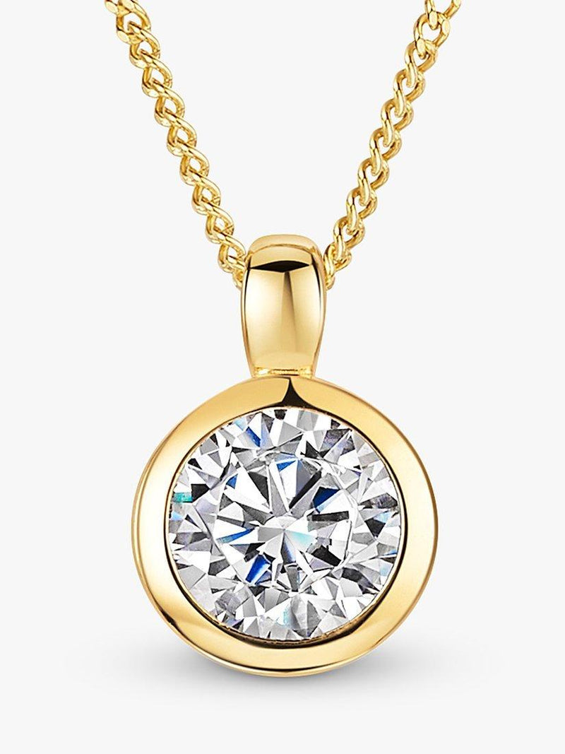 Jools cubic zirconia rubover pendant necklace 6mm, imported from the UK