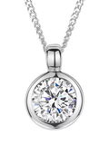 Jools cubic zirconia rubover pendant necklace 6mm, imported from the UK