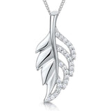 Jools by Jenny Brown cubic zirconia leaf pendant necklace silver, imported from the UK