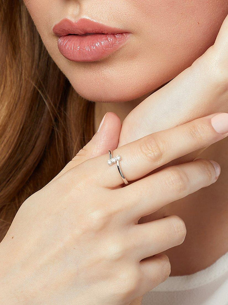 Jools by Jenny Brown small 3 stone cubic zirconia ring, imported from the UK