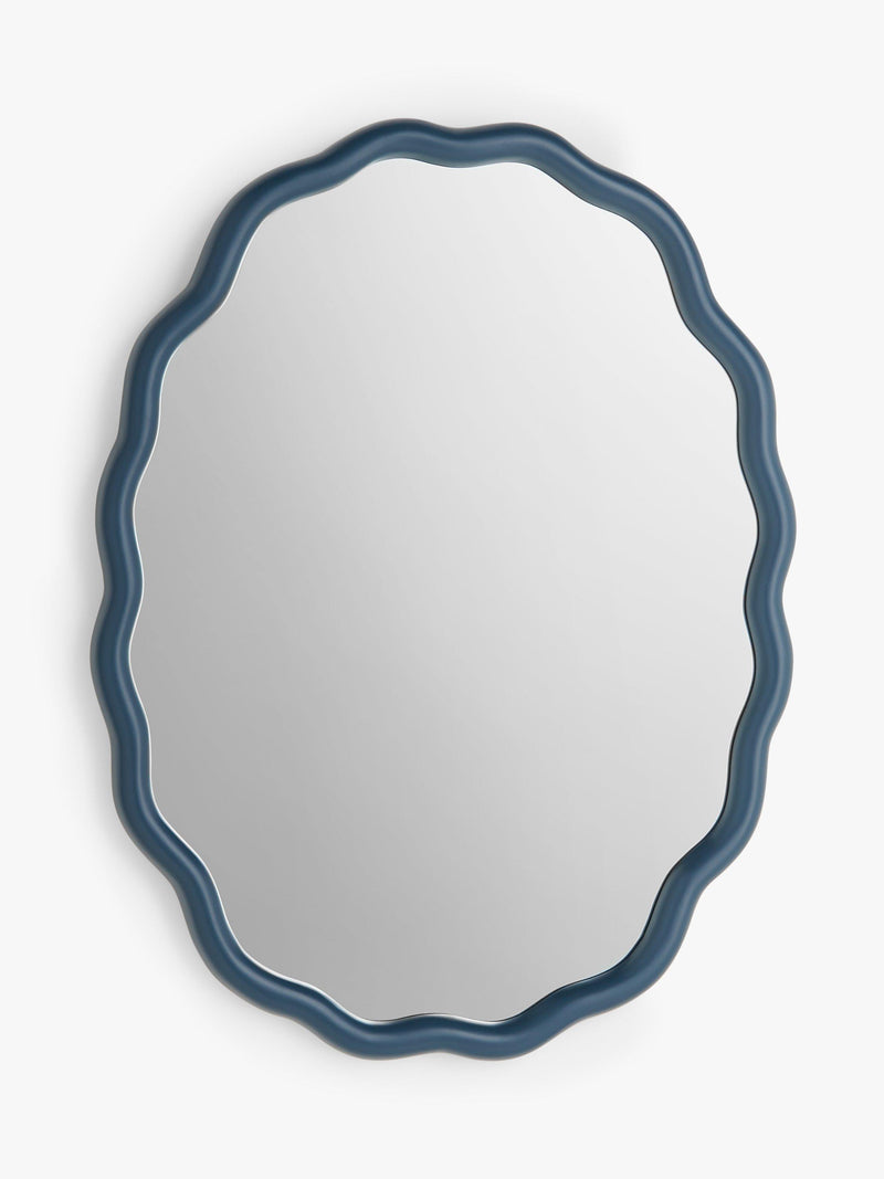Contemporary Oval Wall Mirror with Wavy Frame, 73 x 55 cm