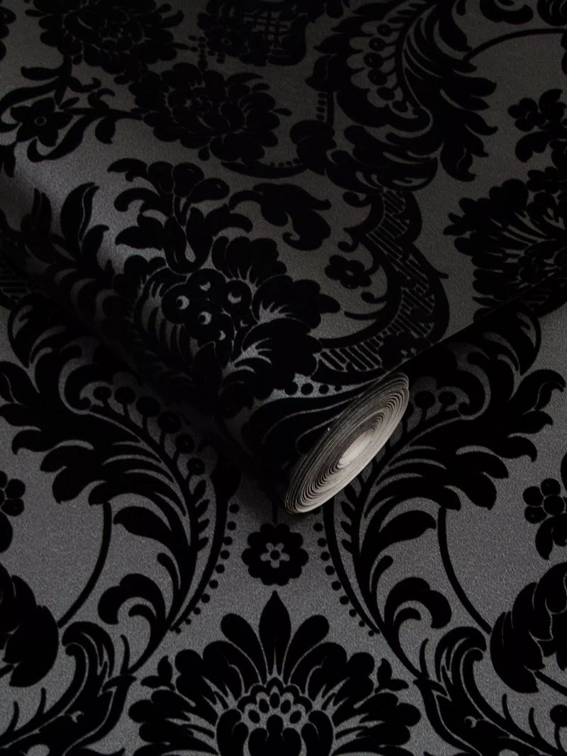 Graham & Brown Gothic Damask Noir wallpaper L10m W52cm - British product