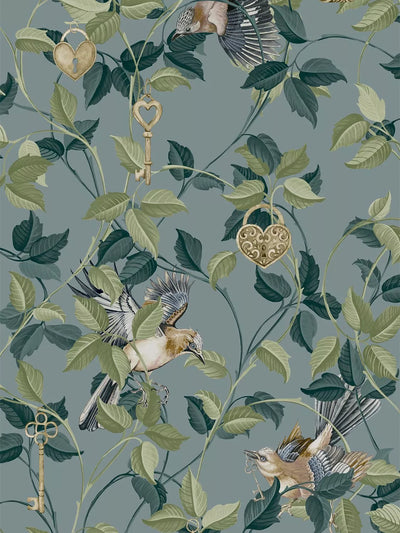 John Lewis Graham & Brown Lock & Key Aqua Patterned Wallpaper- Buy online at McGrocer