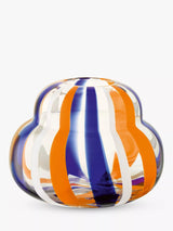 John Lewis Striped Glass Vase with Curved Form, Orange and Blue, 19cm Height- Buy online at McGrocer