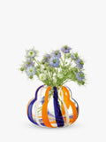 LSA International orange and blue striped glass vase, 19cm height, UK version