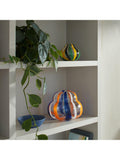 LSA International orange and blue striped glass vase, 19cm height, UK version