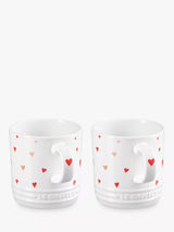 John Lewis Le Creuset Mini Hearts Stoneware Mug Set of 2 350ml White/Pink- Buy online at McGrocer