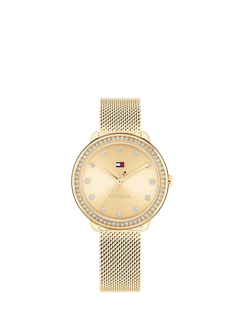 Tommy Hilfiger Damenuhr mit Kristalllünette und Mesh-Armband 32 mm - britisches Produkt