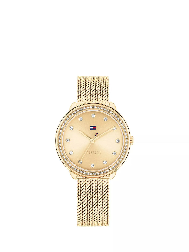 Tommy Hilfiger Damen-Uhr mit Kristalllünette und Mesh-Armband 32 mm