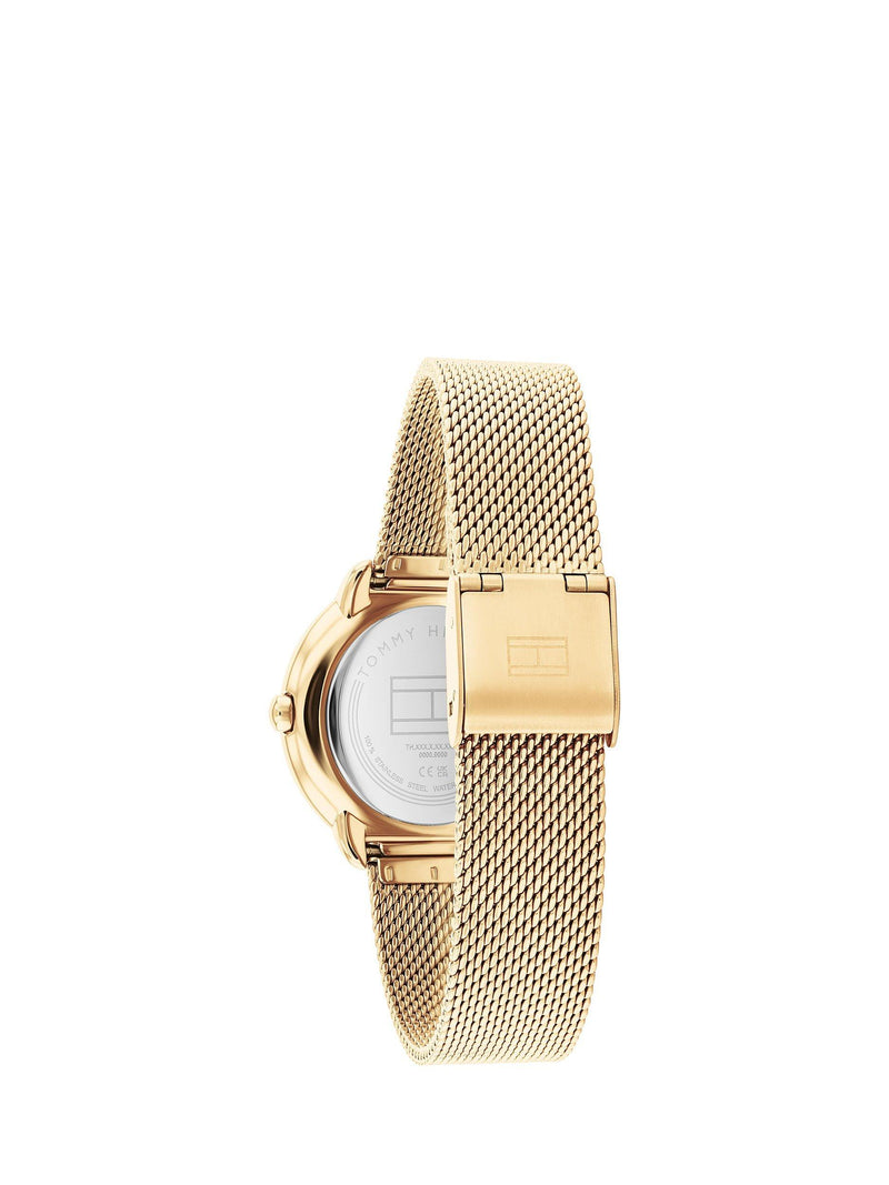 Tommy Hilfiger Damenuhr mit Kristalllünette und Mesh-Armband 32 mm - britisches Produkt