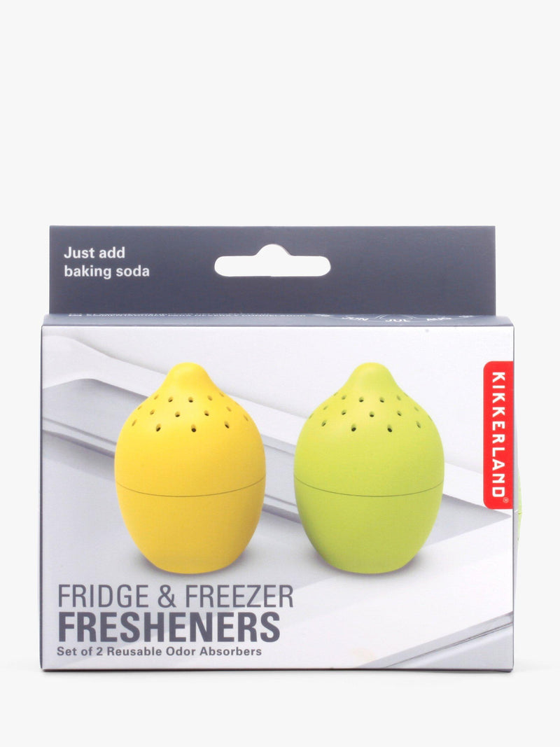 Kikkerland reusable fridge and freezer freshener set with baking soda and date dial, set of 2, UK version