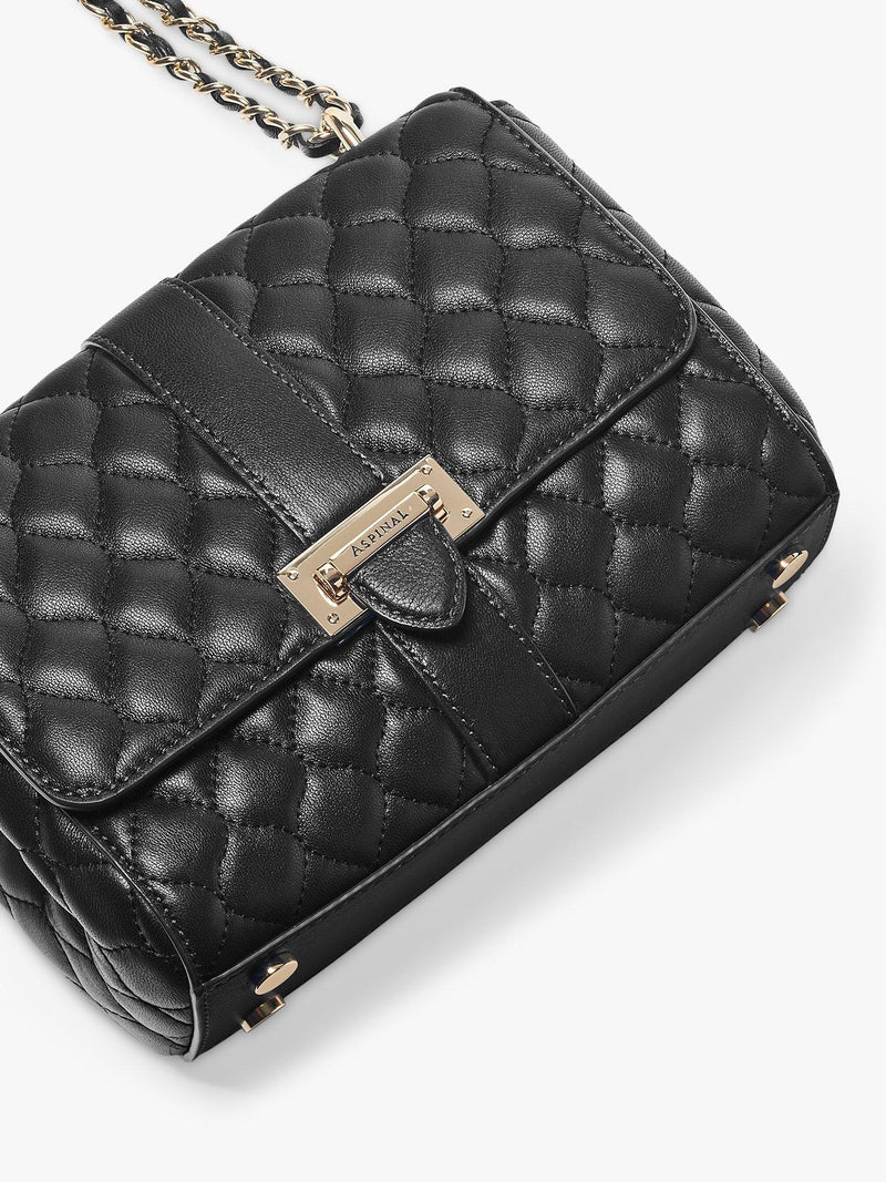 Aspinal Lottie Small smooth quilted leather shoulder bag, imported from the UK