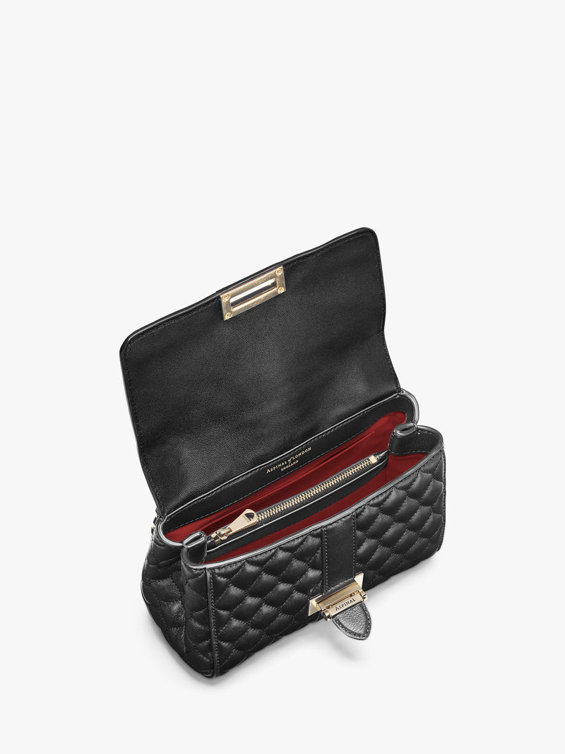 Aspinal Lottie Small smooth quilted leather shoulder bag, imported from the UK