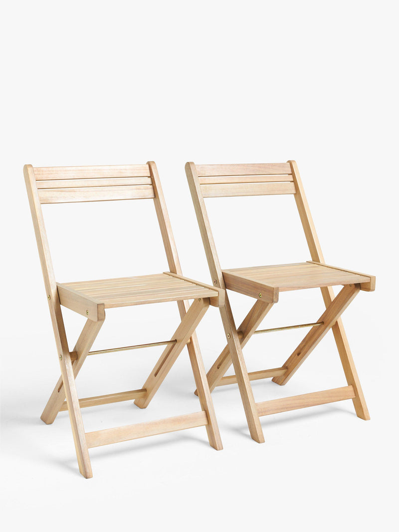 John Lewis acacia wood foldable bistro set, 2-seater natural - British product