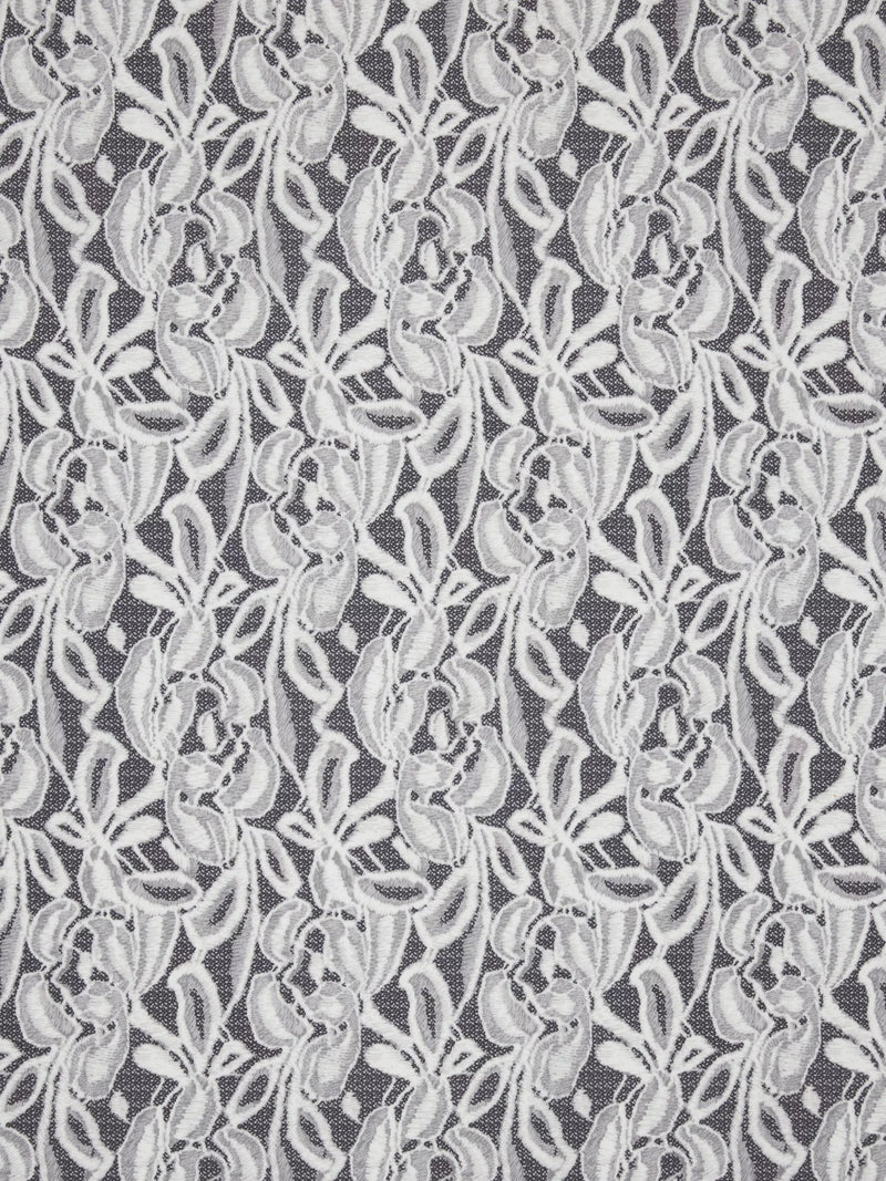 Peter Horton Textiles leaf motif viscose fabric grey 150cm, UK version