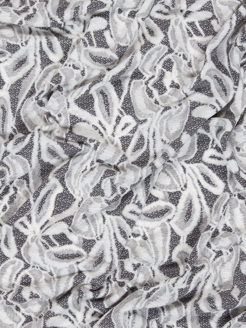 Peter Horton Textiles leaf motif viscose fabric grey 150cm, UK version