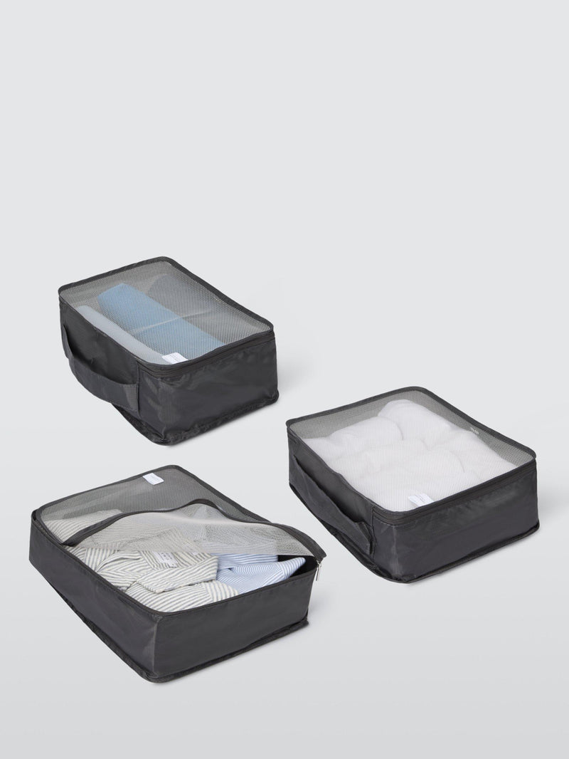 John Lewis packing cubes, set of 3, black, imported from the UK